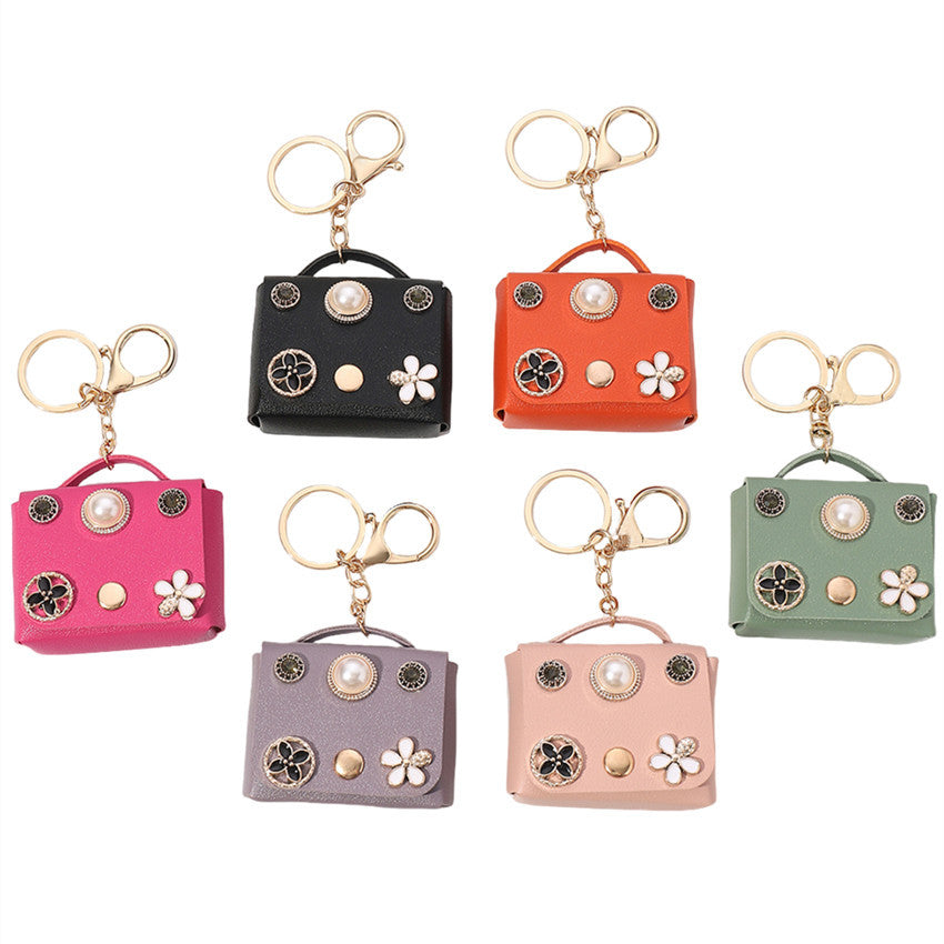 Wholesale Cartoon Inlaid Pearl Coin Purse Leather Keychain